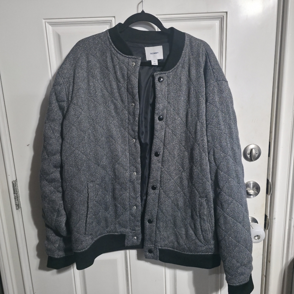 Men's Old Navy Quilted Bomber Jacket - Gray Size 2XL